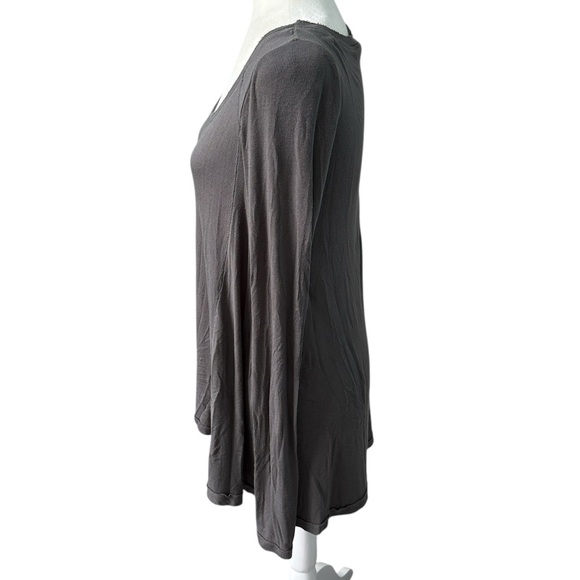Free People Ribbed Long Sleeve Scoop Neck A Line Swing Tee Size Small - Picture 2 of 11